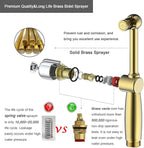 Handheld Bidet Toilet Sprayer, Brass Hand Held Bidet Attachment Cloth Diaper Toilet Sprayer with Backflow Preventer, Adjustable Water Jet Spray for Toilet with 7.9" Long Bidet Wand, Brushed Gold