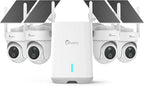 CAMSTRO 4K Security Cameras Wireless Outdoor No Subscription, 360° PTZ Home Security Cameras System, 64G Local Storage Home Hub, Human/Vehicle/Pet Recognition AI, Color Night Vision, 4 Cam-Kit