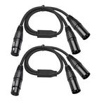 2 Pack XLR Y Splitter, 1.5FT XLR Female to Dual Male, Balanced Mic Audio Cables for Stereo Mic to L&R Audio