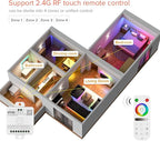BTF-LIGHTING SP530E WiFi Alexa Bluetooth Controllers 4 Zones 2.4GHz RF RB4 Remote Kit Support FCOB COB SMD PWM or SPI RGBCCT RGBWW LED Strip WS2805 IC DC5V DC12V DC24V