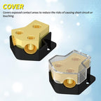 Joinfworld 12V Power Distribution Block Car Audio 2 Way Ground Distribution Block 0/2/4 Gauge in 4/8/10 Gauge Out 12 Volt Amp Distribution Block Splitter for Marine Automotive Car Boat