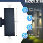 wowlite Outdoor Wall Lights Dusk to Dawn Sensor, 2700K Warm LED Up Down Sconce, IP65 Waterproof 13" Modern Square Matte Black Exterior Light Fixture Wall Mount for Porch Patio Garage, ETL Listed