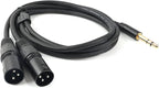 SiYear Profession 6.35mm (1/4inch) TRS Male Plug to 2 Dual XLR Male Microphone Stereo Unbalanced Audio Converter Adapter Y Splitte Cable Cord （5FT/1.5M