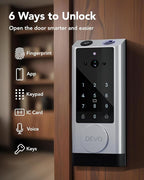 Devo G1 Video Smart Lock with Camera&Doorbell, 6-in-1 Keyless Entry Door Lock Deadbolt with Handle Set, App Remote, Fingerprint ID, Auto Locks, Built-in Wi-Fi Smart Deadbolt for Front Door