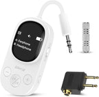 Giecy Airplane Bluetooth 5.3 Transmitter Receiver Adapter, Supports 2 AirPods or Headphones with aptX Low Latency, 3.5mm AUX Jack Wireless Audio Transmitter for Planes, Airline, Travel, TV (White)