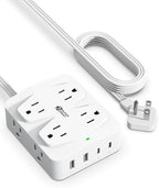 35W Fast Charging SUPERDANNY 4-Outlet 4-USB Power Strip with 20W C Port Fast Charge–6FT Extension Cord, Surge Protector 1080J, Overload Switch, Mountable, for Home, Office, School, Dorm - White