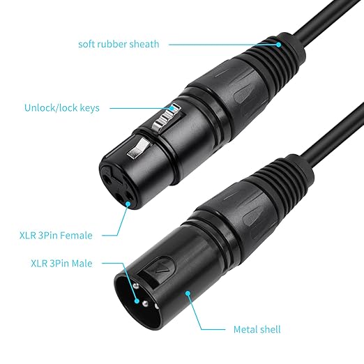2 Pack XLR Splitter Cable,1 Maleto 2 Female, 1.5FT Stereo Mic to L&R Audio Y-Splitter Cable