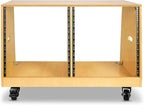 Sound Town DIY 2 x 12U Slanted Studio Rack with Solid Baltic Birch Plywood, Casters, Golden Oak for Recording Room, Home Studio (SDRK-D12T)