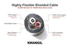 KWANGIL 3C 18AWG AMSB Shielded Cable Wire (UL2464) - Highly Flexible Str TC, PVC Ins, OS+TC BRD, PVC JKT for CNC Machine, Stepper Motor, VFD Spindle (Matte Black 100FT)