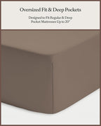 Cozy Earth Luxury Bed Sheet Set - 100% Viscose from Bamboo Fabric, Ultra-Soft & Breathable, Fits Regular & Deep Pocket Mattresses up to 20" - 5 Pieces Split King Sheet Set Walnut