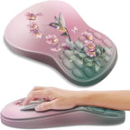 YIWEI Ergonomic Mouse Pad with Wrist Rest - Comfortable Office Mousepad with Memory Foam Wrist Support for Carpal Tunnel Relief, Mouse Pads with Non-Slip Base for Gaming and Home (Hummingbird)