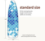 Bumkimue Ironing Board Cover and Pad, Standard Size 15x54 Inches, Blue Floral Pattern, Heavy Duty Padded, Elastic Edge, Scorch Resistant (Blue Geometry)