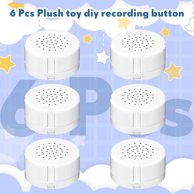 Handepo 6 Pcs White Sound Recorder Voice Recorder Music for Stuffed Animal Toy Recording Device Recordable Sound Module, Record Messages for Plush Toy Doll Stuffed Bear Pillow(60 Seconds)
