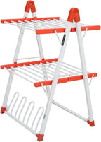 SHARNDY Electric Heated Clothes Drying Rack,Foldable Heated Garment Dryer with Timer Shut-Off Laundry Rack for Clothes Shoes Socks,Aluminum Alloy,Red,Plug & Play,(39.37x25.98x23.82in)