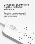 Belkin 12-Outlet Surge Protector Power Strip w/ 12 AC Outlets, 2 USB-A Ports and 1 USB-C Port, 6ft Cable, UL-listed w/ Overload & Overvoltage Protection + On/Off Switch - 3,480 Joules of Protection