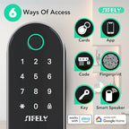Built-in WiFi Fingerprint Smart Door Lock with Handle & Keypad – Remote Access & Auto-Lock, Keyless Entry for Home, Airbnb & Rental, 6-in-1 Unlock: Code/Card/App/Key, Compatible with Alexa & Google