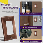 ENERLITES Decorator Switch or Outlet Metal Wall Plate, Stainless Steel Outlet Cover, Corrosion Resistant, Size 1-Gang 4.50" x 2.76", Stainless Steel 201, 7731-AC, Antique Copper