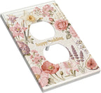Bvtewkhz Floral Plant Watercolor Flowers Duplex Outlet Decorative Outlet Covers Light Switch Plate Electrical Receptacle Switchplate For Bathroom Kitchen Bedroom