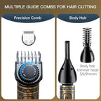 Scttomon Beard Trimmer Kit Professional Hair Clipper Zero Gapped T-Blade Electric Shaver Razor Nose Body Trimmer for Men Cordless Grooming Kit 7 in 1