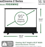 Elite Screens ezCinema 2, 95-inch 16:9 Manual Floor Pull Up Scissor Backed Projector Screen, Portable Home Office Classroom Front Projection w/ Carrying Bag, US Based Company 2-YEAR WARRANTY, F95XWH2