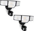 LUTEC 80W 9000LM LED Security Lights Motion Sensor Outdoor Lights, 4 Head LED Flood Lights Outdoor 5000K Daylight, IP65 Waterproof, Motion Detected Lights for Outside, Garage, Yard (Black) - 2 Pack
