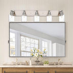TODOLUZ 5-Light Vanity Light Fixture in Brushed Nickel, Clear Glass Bathroom Light Over Mirror, Modern Wall Sconce Lighting for Living Room