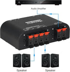 Xtrempro 61048 2 to 4 Way Speaker Switch, 1 in 2 Out to 1 in 4 Out Way Pair Stereo Speaker Selector W/Terminal Clamps Metal Non-Slip Box - Black (1 x 2 Way)
