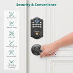AkaGear DS10 Keyless Entry Door Lock with Handle - 2 Lever Handles, Fingerprint Door Lock, Keypad Deadbolt, 2 Keys, Code, Smart Locks for Front Door, Auto-Lock, Easy Installation - Matte Black