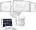 LEPOWER 1600LM LED Solar Security Lights Motion Outdoor, Motion Sensor Light, 5500K White Light, IP65 Waterproof Outdoor Flood Solar Light with 3 Adjustable Head for Yard, Garage（White）