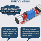 DAOKAI 5PCS High Sensitivity Microphone Sensor Module Two Channels Sound Detection Control Switch Module PIC AVR(Red) DC5V for Arduino, with Dupont Wire