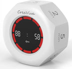 Flip Cube Pomodoro Timer - Rechargeable Visual Countdown & Count Up Stopwatch, 7 Preset Intervals, 3 Alarm Modes, Productivity Tool for ADHD, Kids, Study, Work & Kitchen (White)