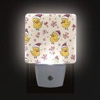 Pigsaly Led Night Light Cute Cartoon Yellow Ducks Santa Hats Snowflake Night Light Plug in Wall Lamp Smart Dusk to Dawn Sensor Nightlight Led Lamp Energy Saving Lights Gift for Kids Room Bedroom Ba
