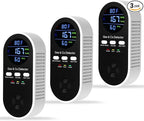3 Pack 5-in-1 Carbon Monoxide Alarm & Natural Gas Leak Detector,AC-Plug-in CO Detector & Explosive Gas Detector Alarm Battery Backup with 4 sensors,Three Levels Volume & Brightness for Home,RV,Hotel