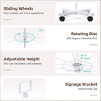 YEOOE Retail Display Racks 7 Tier Spinning Display Stand, Movable Shop Spinner Rack with Hooks, Retail Display Stand for Jewelry Keyring Hats Socks Toys (White)