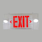 TANLUX Exit Sign Combo with Wire Cage, Round Light Head, Wall Mounted Emergency Exit Light with Protective Wire Guard, Red Exit Sign with Emergency Lights