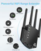 WiFi Extender Signal Booster for Home, WiFi Extender, Long Range up to 12880 Sq Ft and 105 Devices, Internet Extender WiFi Booster, WiFi Repeater with Ethernet Port, Signal Booster