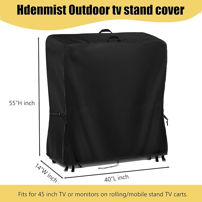 Hdenmist Outdoor TV Cover 40 Inch Weatherproof, Waterproof Outdoor TV Stand Covers for Rolling Mobile TV Stand Cart, Heavy Duty TV Screen Protector Covers for Outside- 40”L x 14”W x 55”H(Cover Only)