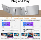 S7 Laptop Screen Extender,14-inch Portable Travel Triple Monitor-Left Screen 360° Flip,FHD 1200P IPS Triple Screen Laptop Monitor Extender for 12-16.5" Laptops,Compatible with Win and MacBook,Gray