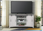 Martin Svensson Home Rustic 65” Solid Wood TV Stand with Storage, White Stain with Grey Stain Top