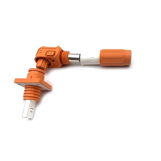 300A Battery Energy Storage Connector, 95mm² High Current Connectors IP67 Waterproof Copper Brand Thread Wiring Power Adapter Quick Plug Terminal Right Angle Plug and Socket (1500V Black+Orange)