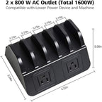 UDOLI 5 USB Ports Charging Station Organizer for Multiple Devices Fast Charging Desktop Stand for Apple Android Phone Tablet 1600W 2 AC Power Outlets Charger Dock for Home Office 3 Prong Cord Black