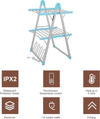 SHARNDY Electric Heated Clothes Drying Rack,Foldable Heated Garment Dryer with Timer Shut-Off Laundry Rack for Clothes Shoes Socks,Aluminum Alloy,Blue,Plug & Play,(39.37x25.98x23.82in)