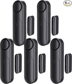 Window and Door Alarm When Opened (5 Pack) for Kids Safety/Home Security, Sliding Glass Front Door Opening Sensor Alarms for Dementia, 120dB Burglar Alert, Ideal for Business, Garage, Apartment, Black