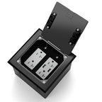 Vagueior Recessed Flat Hidden Floor Electrical Outlet Box Kit,Stainless Steel Cover with 4 * 20A Tamper-Resistant Receptacle Outlet and 5V/4.8A USB Port,UL Certified,Black