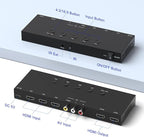 ZUZONG (3 Ports HDMI 2.0 + 1 RCA to 2 HDMI Converter (2 Outputs Can Simultaneous Display) Switcher Splitter Support 4:3/16:9 Switching for N64 NGC Wii Xbox PS2/3/4/5 Switch Apple TV Fire TV Roku