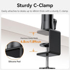 ULANZI ZJ02 Camera Desk Mount Overhead Magic Arm, 98cm/38.6inch Aluminum Adjustable Articulating Arm with 1/4" Ball Head for Cameras DSLR Lights Mount for Live Streaming/Photo Video Shooting