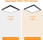 Mcacggo 2x2 FT LED Flush Mount Panel Light 5000K 4000K 3000K Selectable & Dimmable, Black Square Surface Mount led Ceiling Light, 40W, 4400LM, 100-277V, ETL Listed, 2 Pack