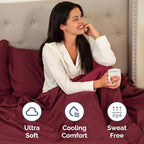 RV Short Queen Sheet Set 60 X 75 - 4 Piece RV Short Queen Bed Sheets - Soft, Breathable & Cooling - Designed for Bunks, Trailers & Campers - Fits 8” to 12" Mattress - Hotel Luxury Bedding - Burgundy
