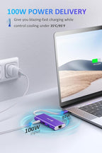 UtechSmart USB C Hub, Ethernet Multiport Adapter 6 in 1 USB C to HDMI Dock Compatible for MacBook Pro/Air, Chromebook, Dell XPS, HP and Type C Devices Dark Purple
