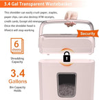 Bonsaii Compact Design for Business Paper Shredder, 6-Sheet Cross-Cut, Credit Card Shredder, Home Office, Handle for Document, Mail, Staple, 3.4 Gal Wastebasket, Pink